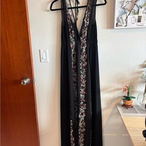 BCBGeneration Black Maxi Dress with Floral Pattern